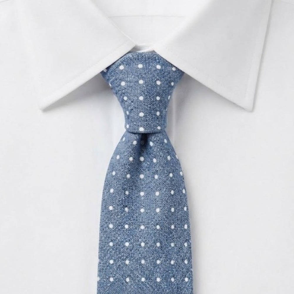 Edward Armah Mens Blue White Polka Dot 100% Silk Necktie 3.25 x 60 Italy - CJ